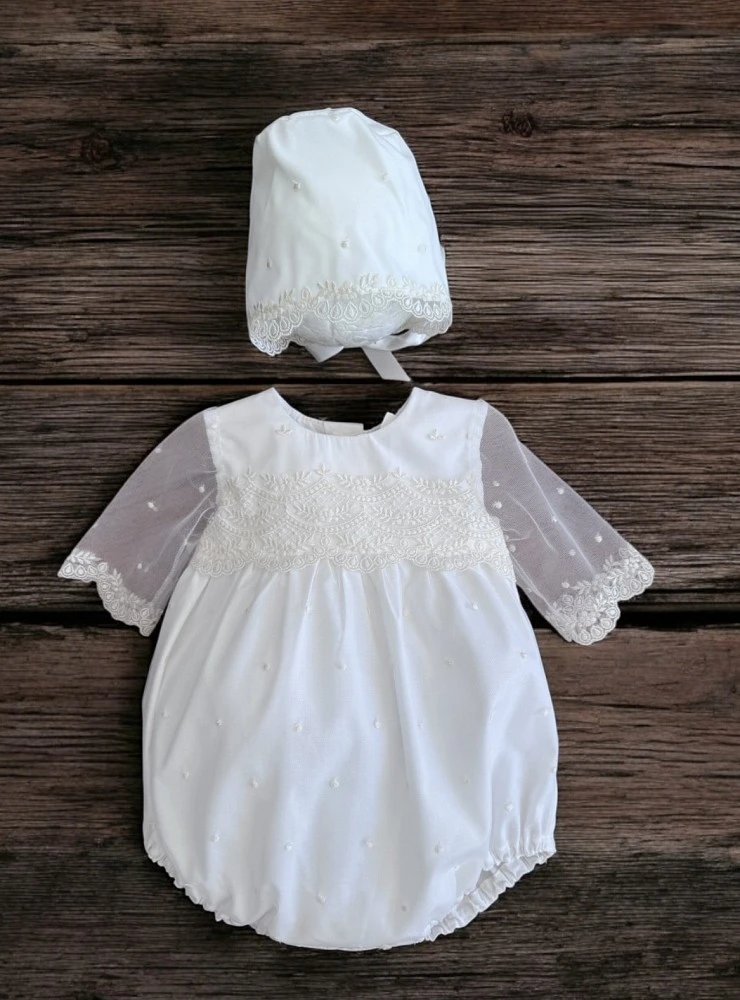 Conjunto de bautizo unisex con faldón desmontable | Colección Infante