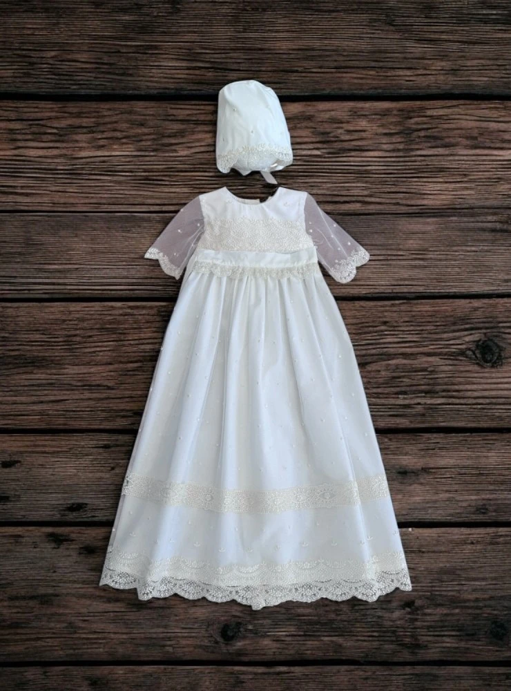 Conjunto de bautizo unisex con faldón desmontable | Colección Infante