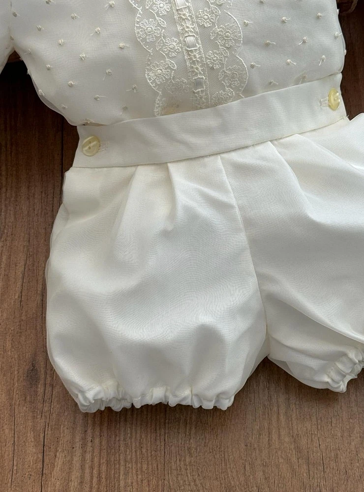 Conjunto de ceremonia para niño con blusa de manga larga y bombacho Cala