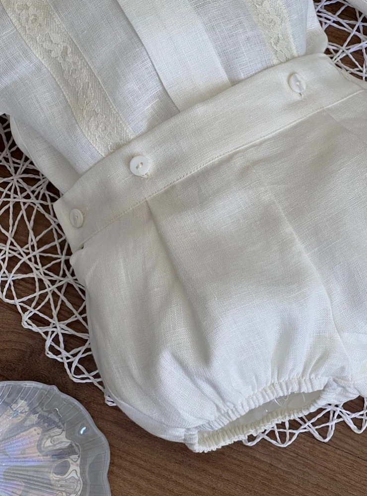 Conjunto de ceremonia para niño con camisa de manga larga y bombacho de lino colección Dulce