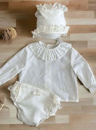 Conjunto de Ceremonia Unisex para Bebé de Tres Piezas Colección Galatea