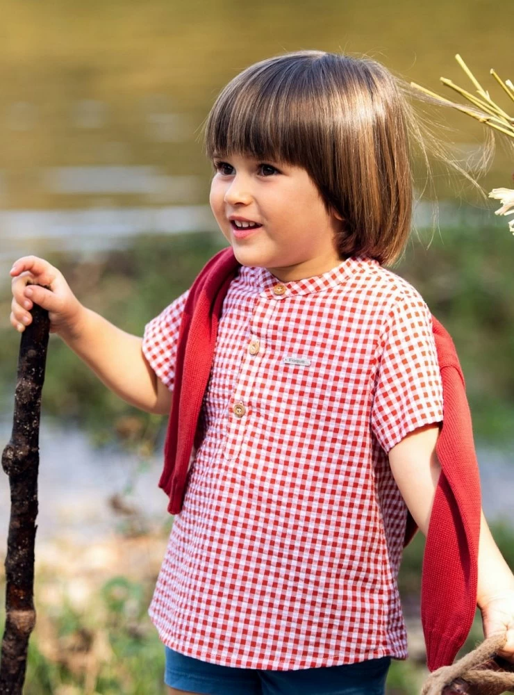 Conjunto de niño. Camisa terracota y pantalón Azulón.