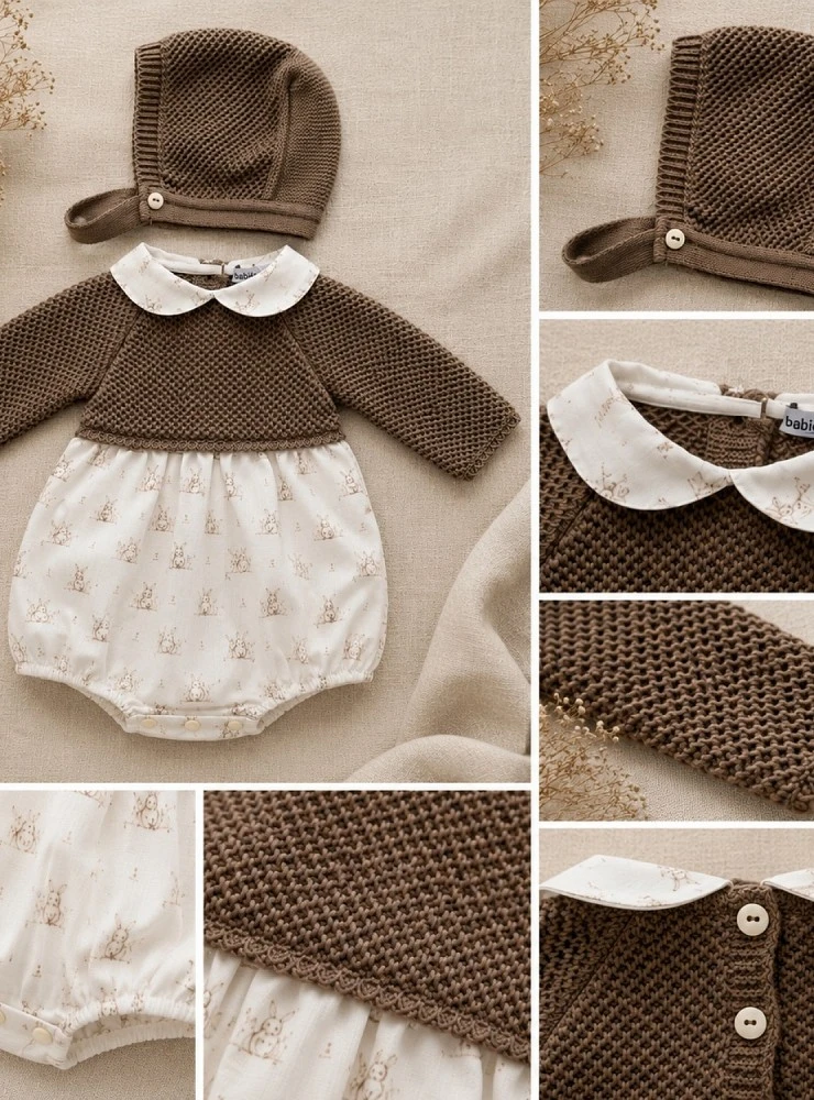 Conjunto de pelele y capota para niño colección Orejotas
