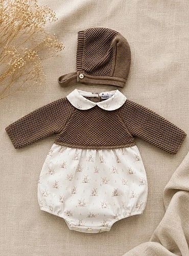 Conjunto de pelele y capota para niño colección Orejotas