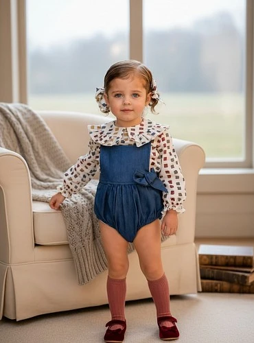 Conjunto de peto vaquero y blusa para niña Colección Parchís
