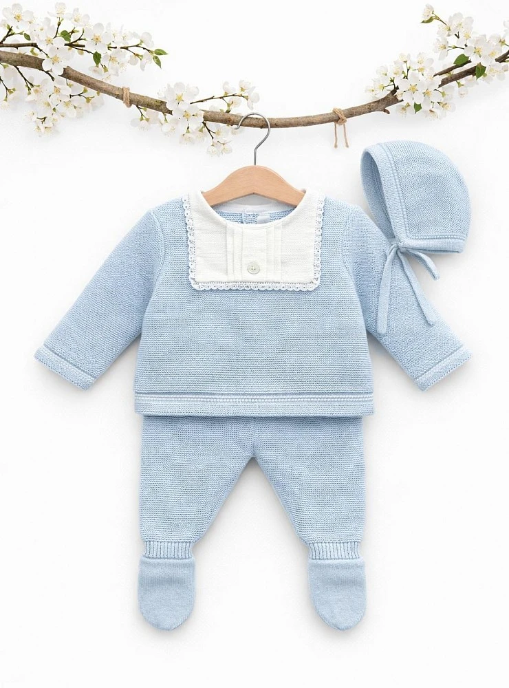 Conjunto en punto de algodón azul colección Montreal