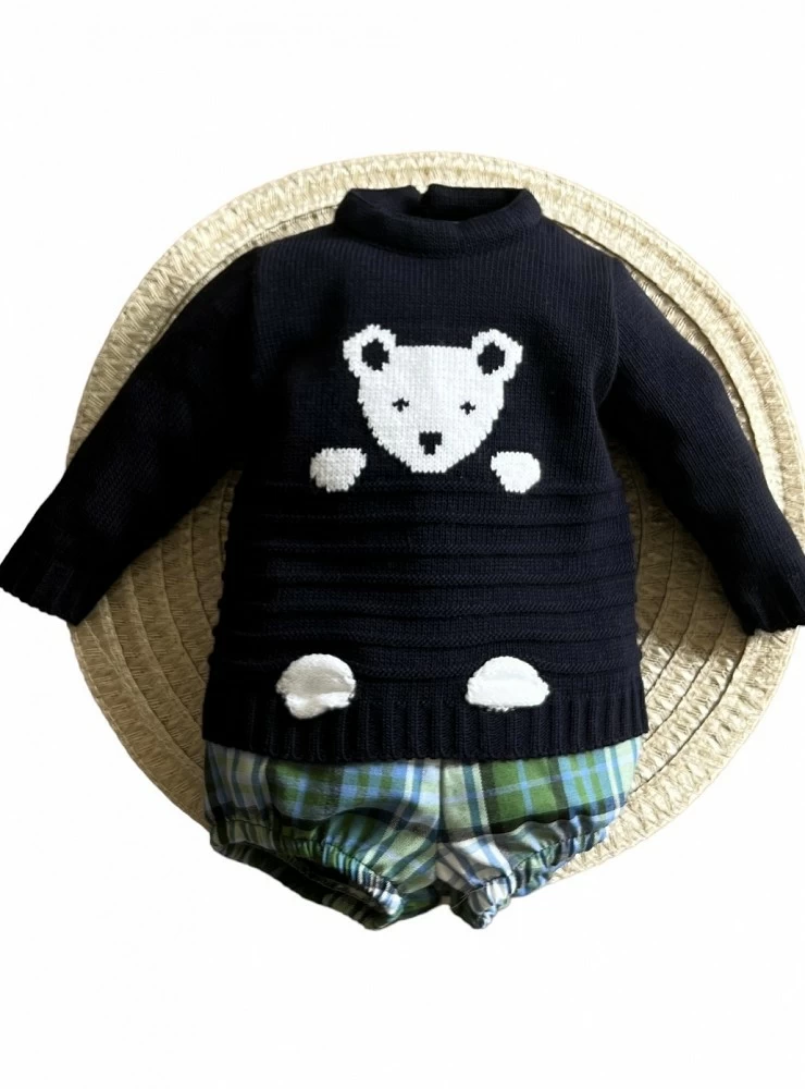 Conjunto jersey y bombacho para niño colección osito Blanco