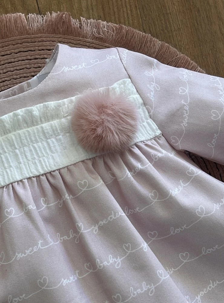 VESTIDO SUDADERA DE ALGODÓN PARA NIÑA LOVE, ROSA – Enlazadas A Mi Manera