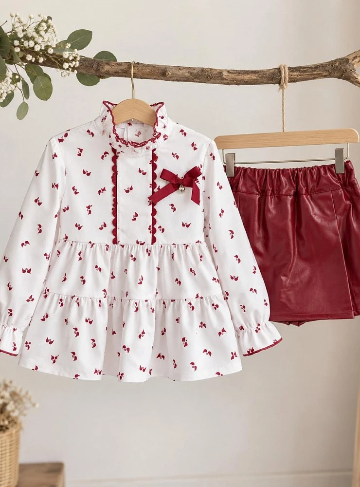 Conjunto niña blusa y falda-short Colección Alitas Mon Petit Bonbom