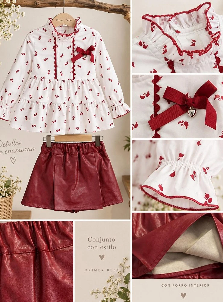 Conjunto niña blusa y falda-short Colección Alitas Mon Petit Bonbom