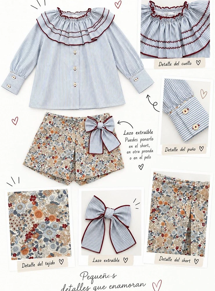 Conjunto niña Blusa y Short Colección Preppy Copo