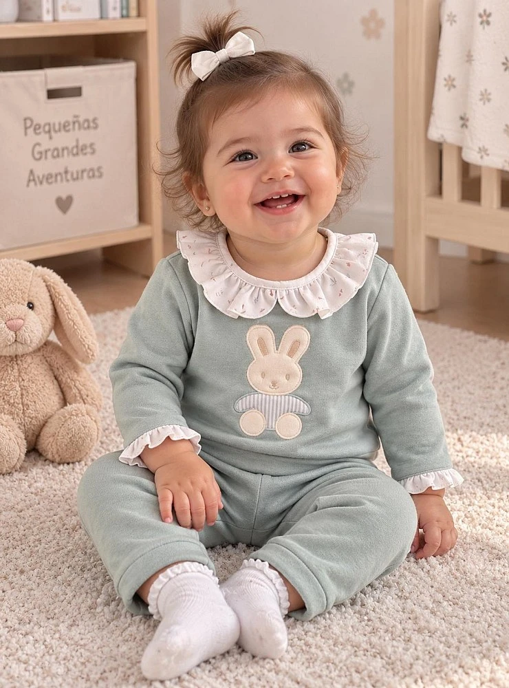Conjunto Niña Colección Armonía Verde Agua con Conejito