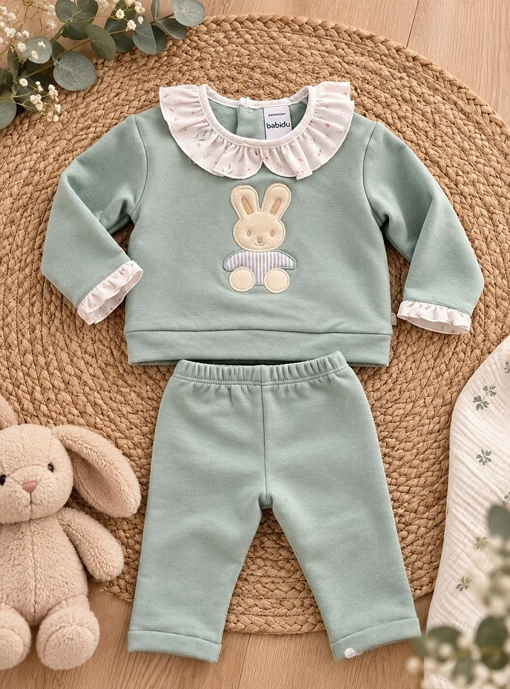 Conjunto Niña Colección Armonía Verde Agua con Conejito