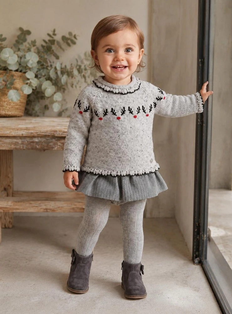 Conjunto niña jersey y bombacho con volante Colección Renos Foque