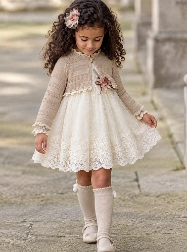 Conjunto Niña Jesusito Chaqueta y Braga Colección Nácar Lolittos