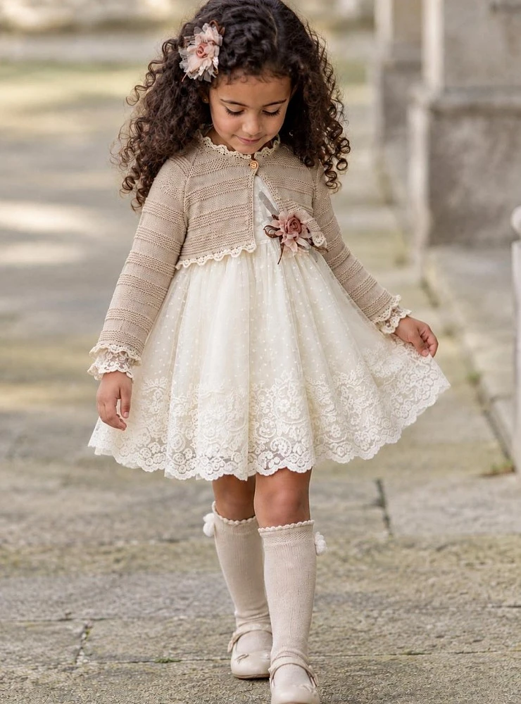 Conjunto Niña Jesusito Chaqueta y Braga Colección Nácar Lolittos
