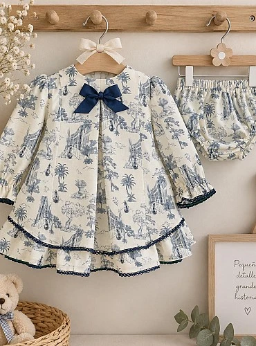 Conjunto niña jesusito y braga Toile de Jouy
