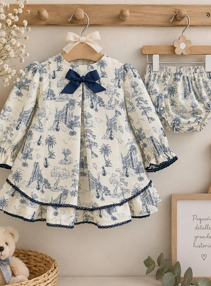 Conjunto niña jesusito y braga Toile de Jouy