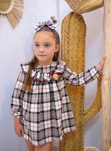Conjunto niña Jesusito y Braguita Tartán Mon Petit Bonbon