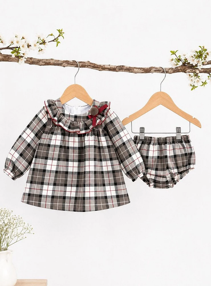 Conjunto niña Jesusito y Braguita Tartán Mon Petit Bonbon