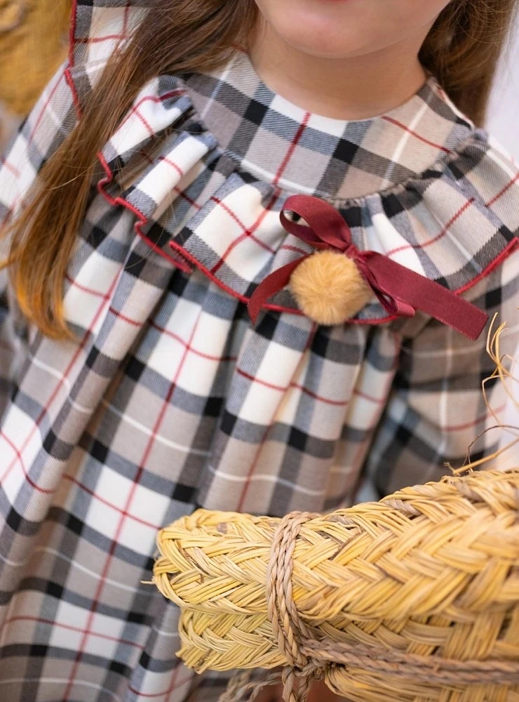 Conjunto niña Jesusito y Braguita Tartán Mon Petit Bonbon
