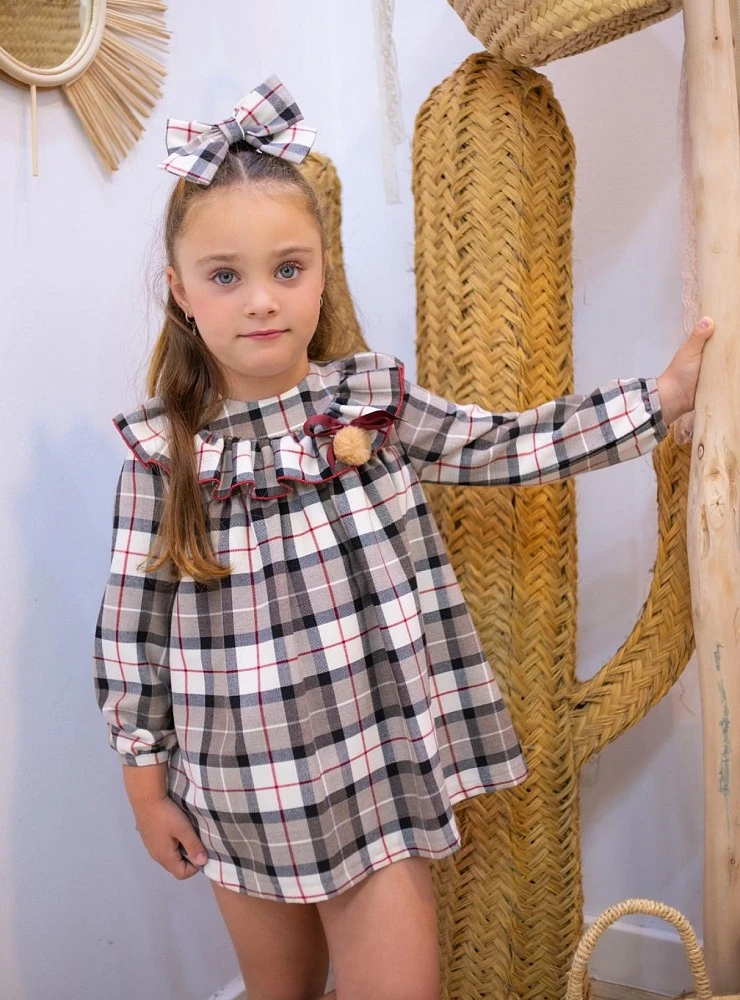 Conjunto niña Jesusito y Braguita Tartán Mon Petit Bonbon