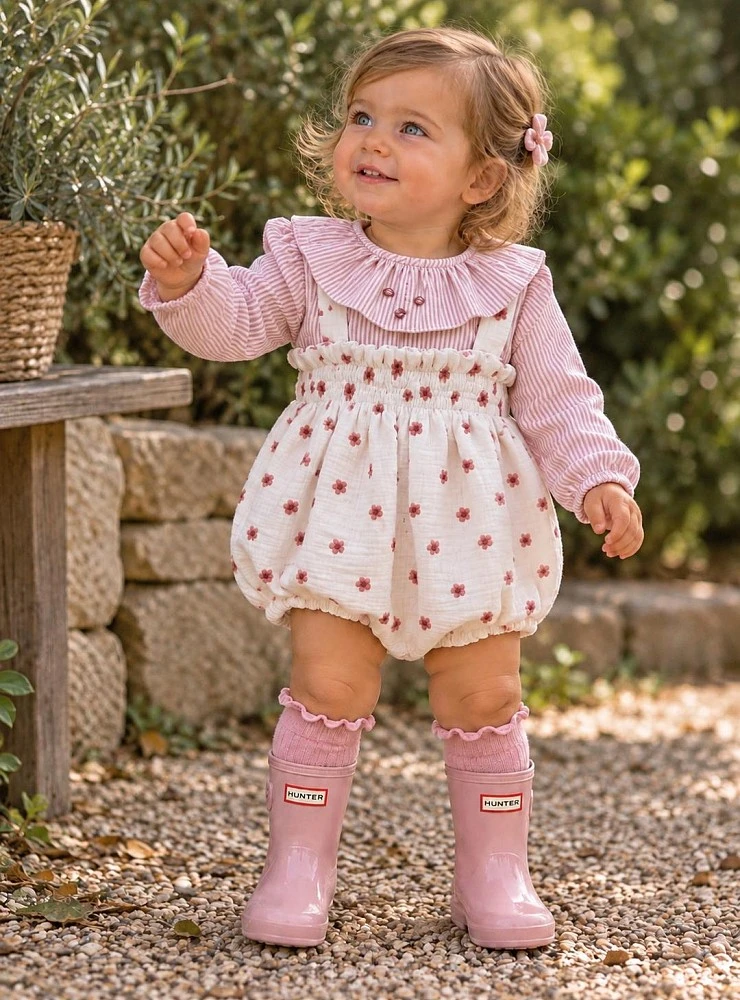 Conjunto Niña Ranita de Bambula y Blusa de Rayas Colección Flor de Copo