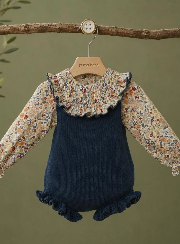 Conjunto Niña Ranita de Punto y Blusa Colección Camelia