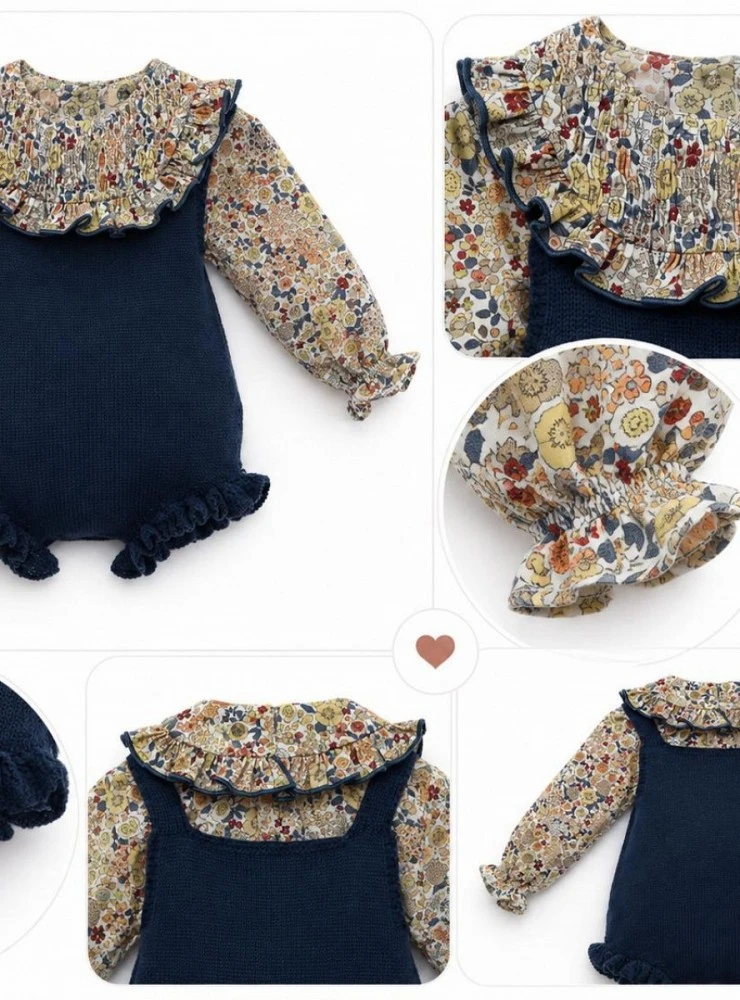 Conjunto Niña Ranita de Punto y Blusa Colección Camelia