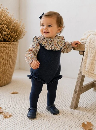 Conjunto Niña Ranita de Punto y Blusa Colección Camelia