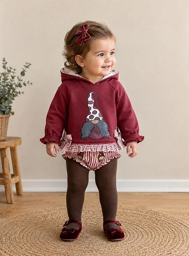 Conjunto niña sudadera con capucha y braguita – Colección Gnomos