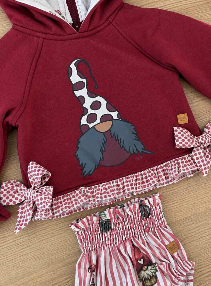 Conjunto niña sudadera con capucha y braguita – Colección Gnomos