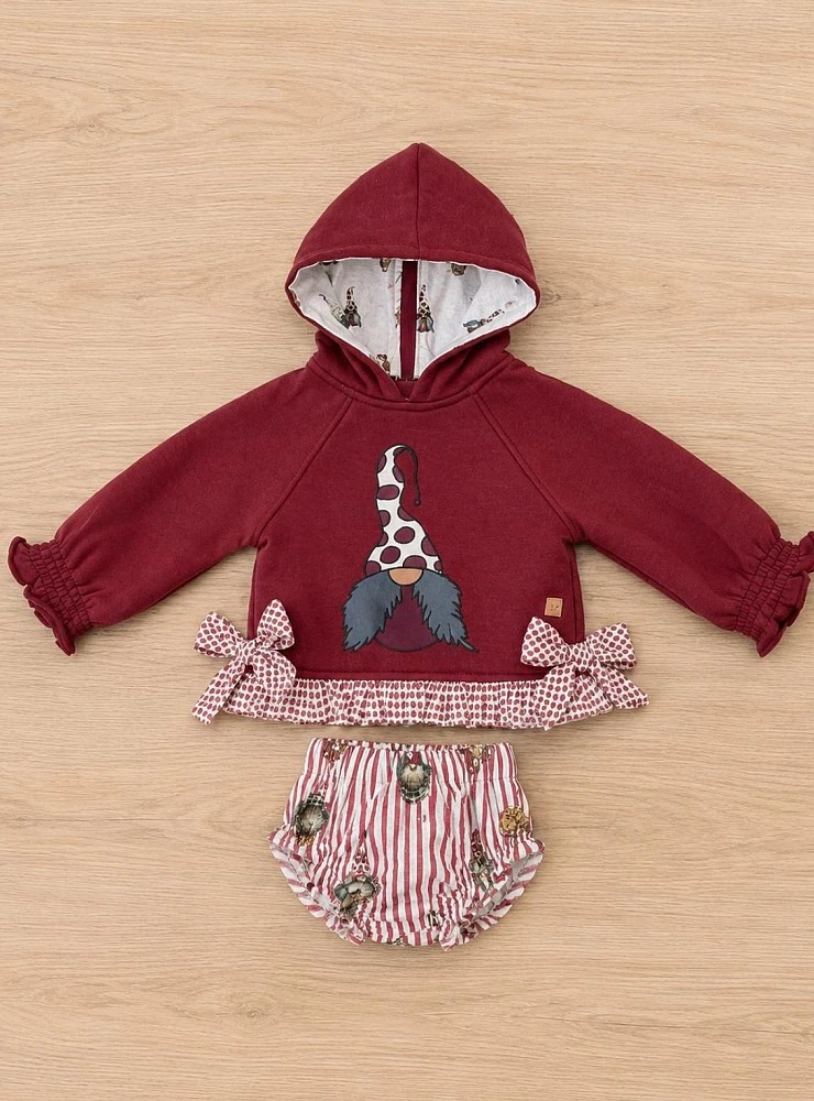Conjunto niña sudadera con capucha y braguita – Colección Gnomos