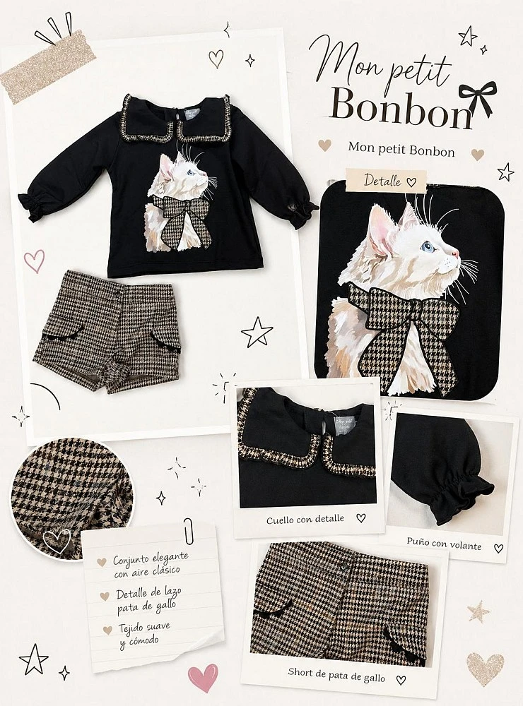 Conjunto Niña Sudadera y Short Fauna Mon Petit Bonbon