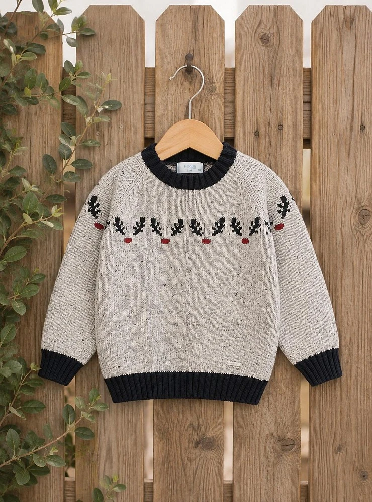 Conjunto niño 3 piezas Renos de Foque con jersey de lana