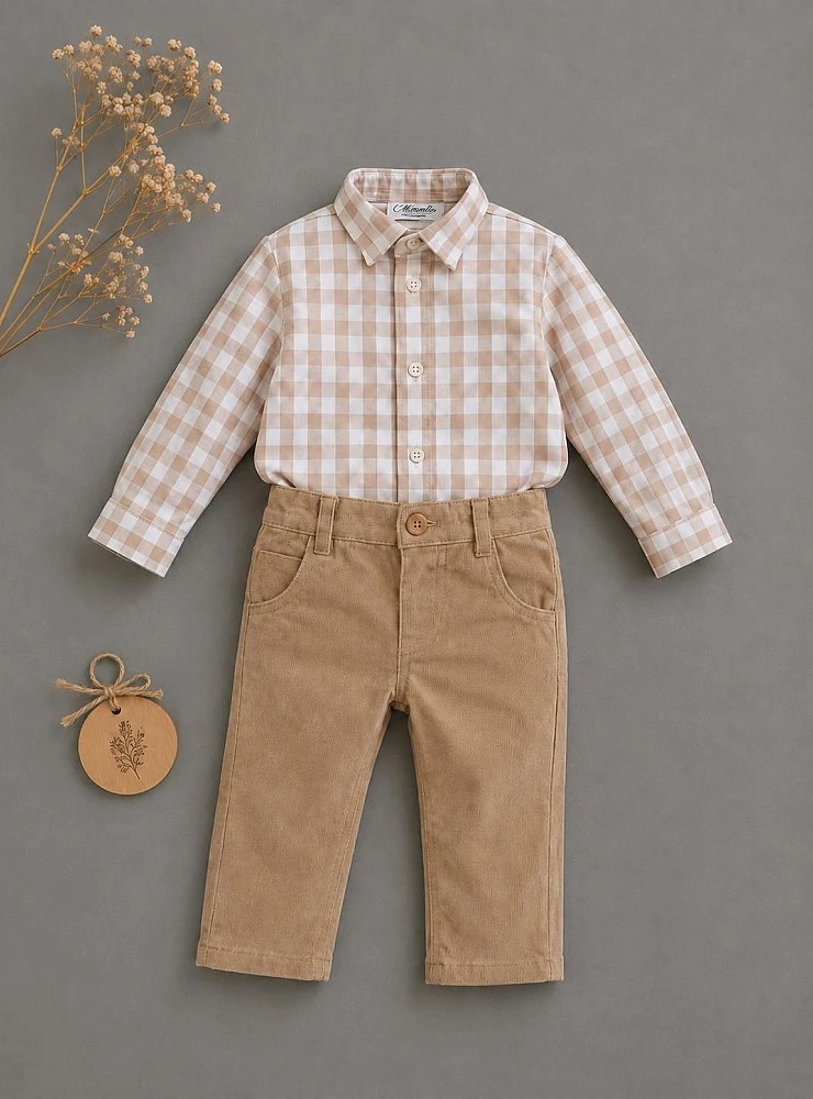 Conjunto niño camisa de cuadros y pantalón de pana – Colección Toffe
