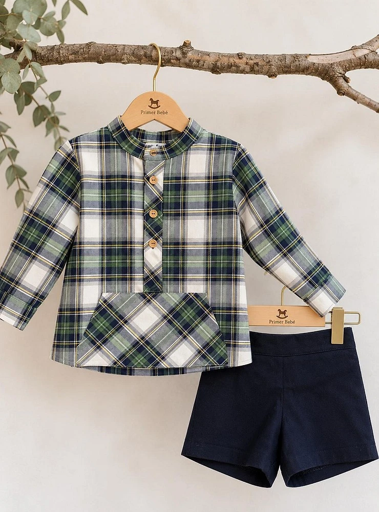 Conjunto Niño Camisa de Cuadros y Pantalón Marino Colección Anastasia La Peppa