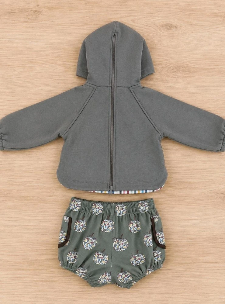 Conjunto niño sudadera y bombacho verde seco – Colección Calabaza
