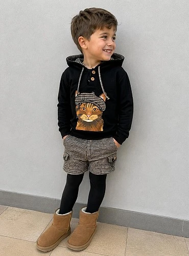 Conjunto Niño Sudadera y Pantalón Corto Fauna Mon Petit Bonbon