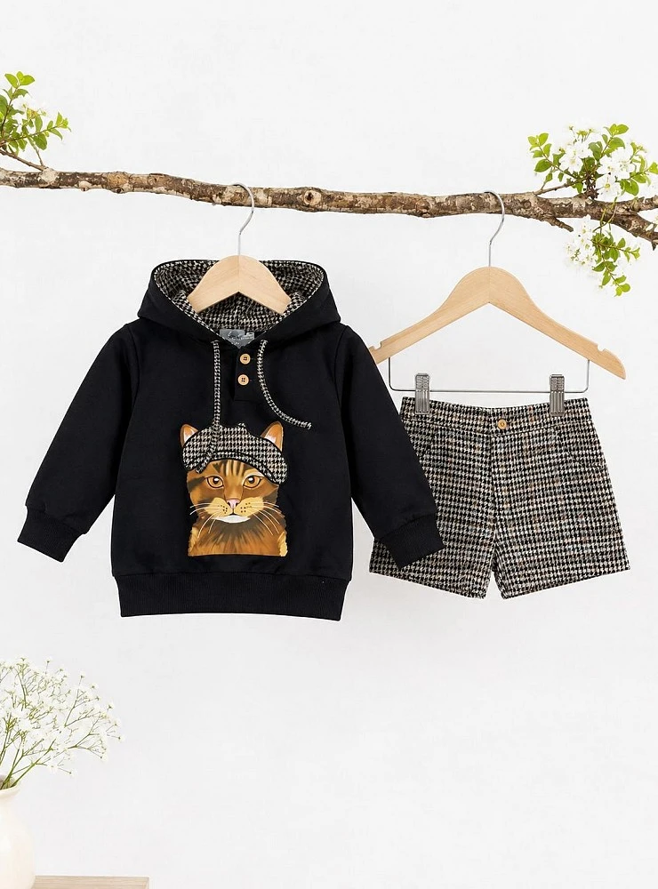 Conjunto Niño Sudadera y Pantalón Corto Fauna Mon Petit Bonbon