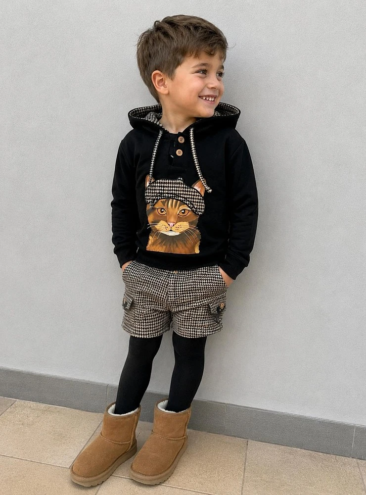 Conjunto Niño Sudadera y Pantalón Corto Fauna Mon Petit Bonbon