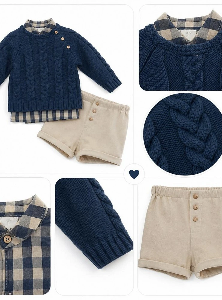 Conjunto Niño tres Piezas  Colección Camelia