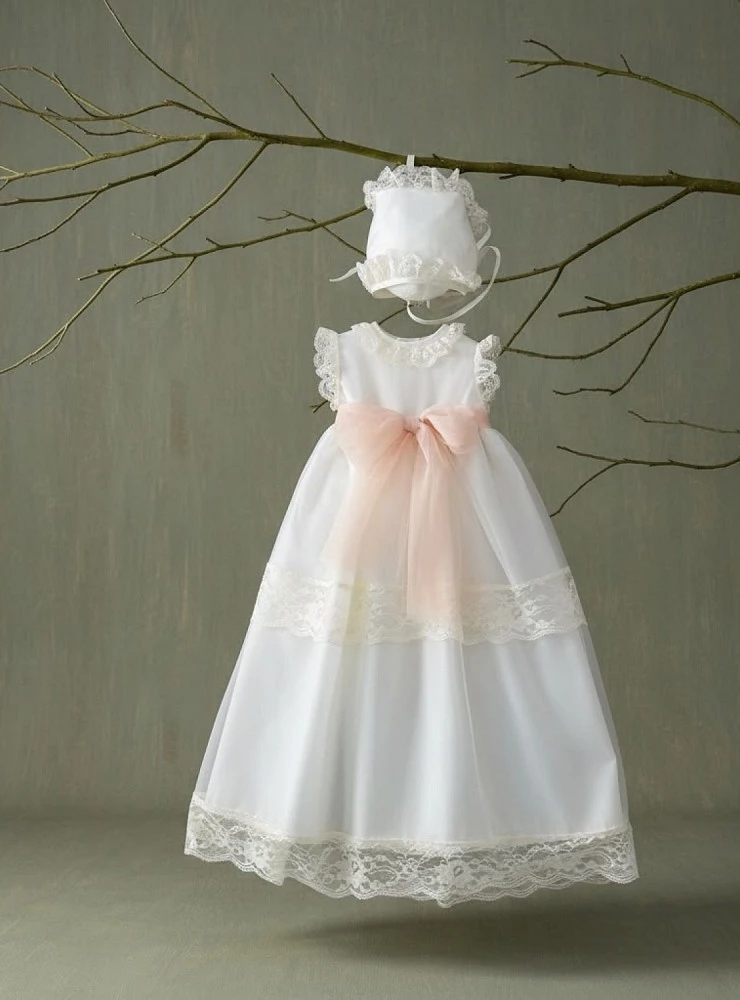 Conjunto para bautizo. Faldon y capota talla 6 meses.