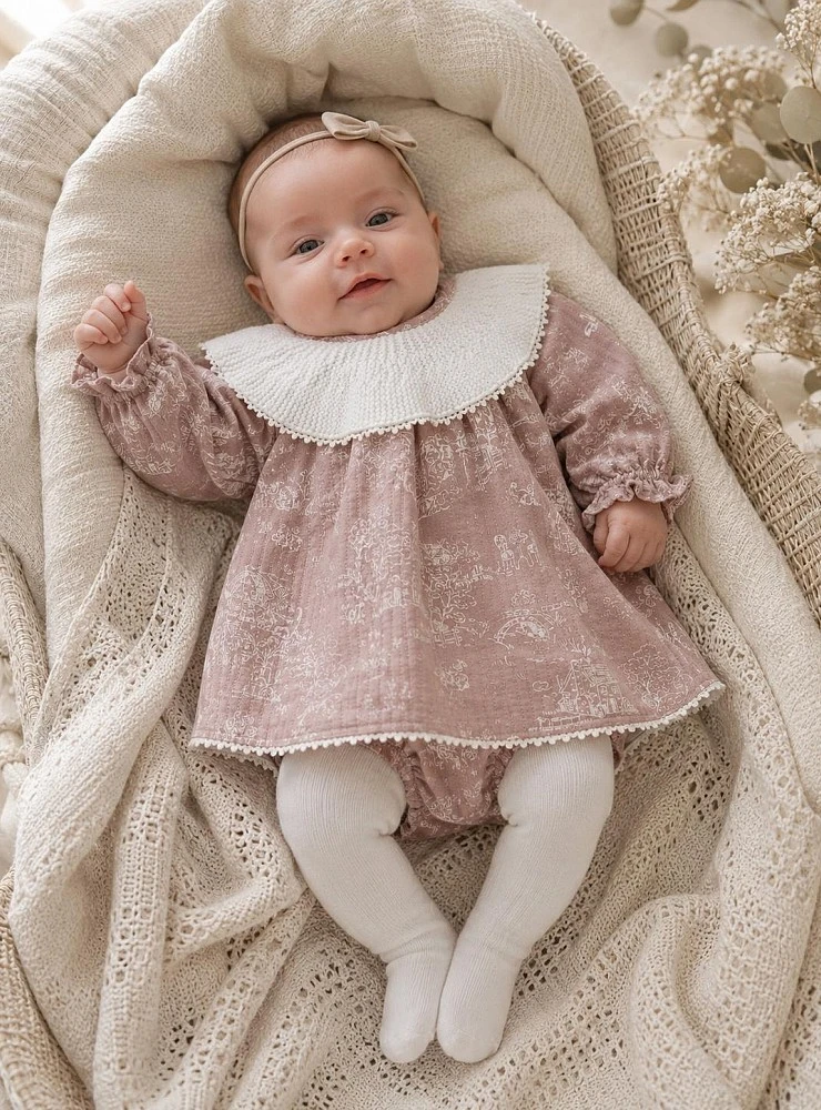 Conjunto para bebé niña con jesusito y braguita | Colección Freya
