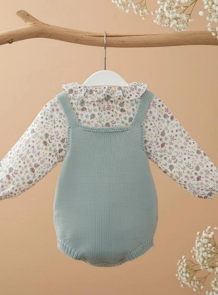 Conjunto para bebé niña con ranita de punto y blusa de muselina | Colección Ella