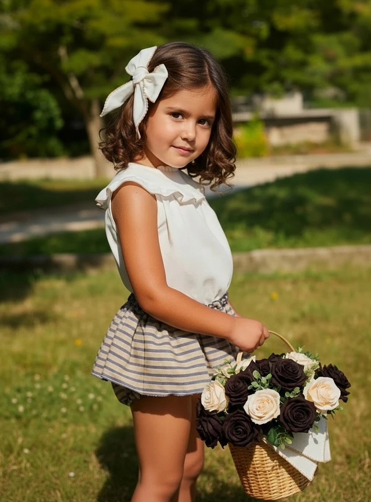 Conjunto para niña blusa y braga falda colección Cervantes