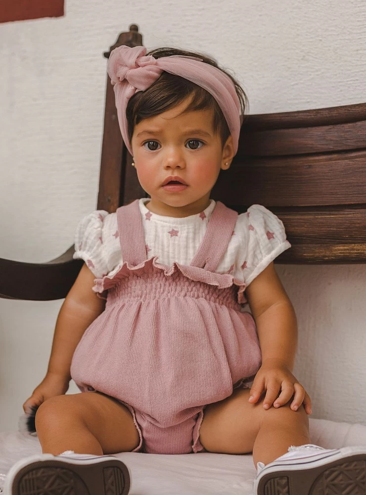 Camiseta de punto en verde de bebé niña