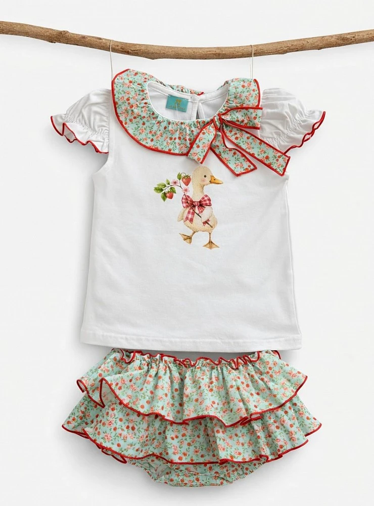 Conjunto para niña camiseta y braga falda colección Frambuesa