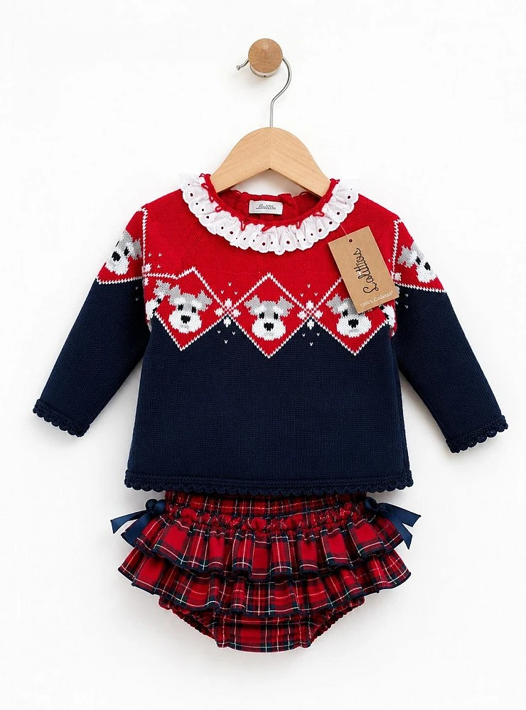 Conjunto para niña con jersey y braguita con volantes Colección Terrier de Lolittos