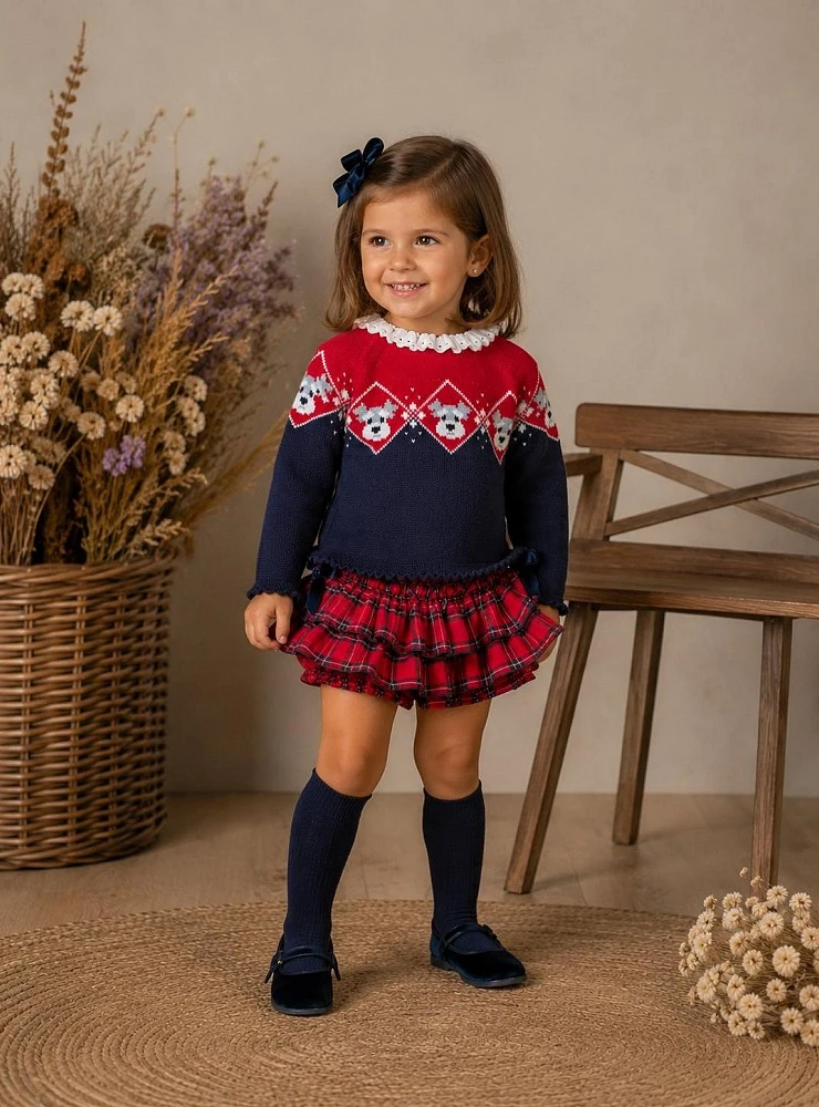 Conjunto para niña con jersey y braguita con volantes Colección Terrier de Lolittos